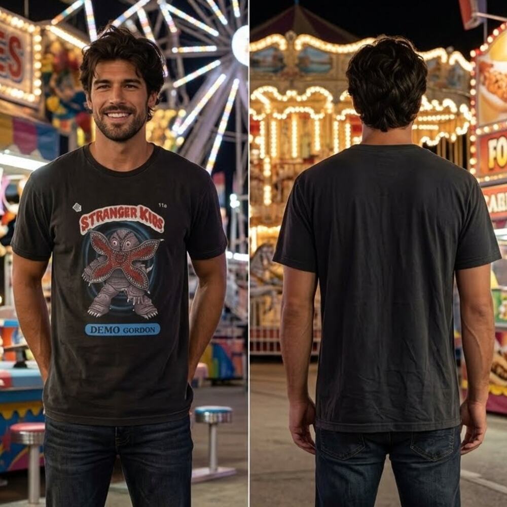 TeeFury Stranger Things Kids Demogorgon T-Shirt Men's Large Gray Tee 44